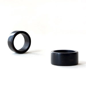 Ebony wood ring, Black wedding band wood, Wedding ring set his and her, Black wood ring, Wood ring with engraving, Couples rings set black