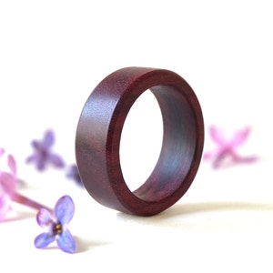 Purple heart wood ring, Male wedding band wood, Wood ring with engraving, Rustic engagement ring, Wood promise rings for couples, Name ring