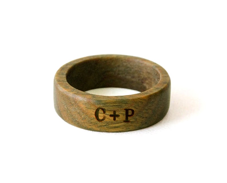 Green sandalwood ring, Swarovski gem, engagement ring, sandalwood, Swarovski ring image 4