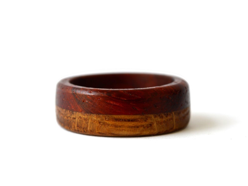 Whiskey barrel rings, Oak ring, Two tones ring, Whiskey barrel ring, Wood ring engraved, Oak engagement ring, 5 year anniversary gift image 4