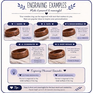 Walnut ring, Wooden ring, Male Wedding Band, Inside engraved ring, Mens wood ring, Couples wedding bands, Initial ring, Promise ring for him image 13