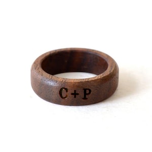Walnut ring, Wooden ring, Male Wedding Band, Inside engraved ring, Mens wood ring, Couples wedding bands, Initial ring, Promise ring for him image 6