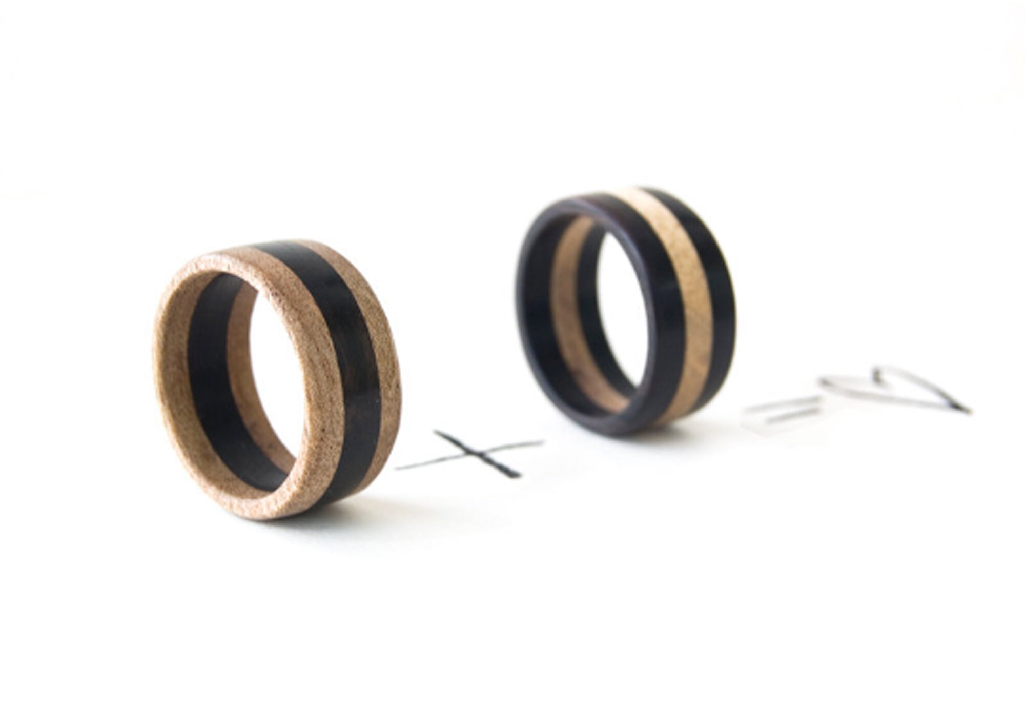 Wood Promise Rings Couple Matching Rings, Wood Promise Rings for Couples, Two Tone Wedding ...