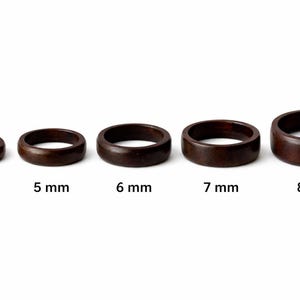 Ebony Rings set, Black His And Hers Rings, Engraved Wood Ring, Wood Wedding Ring Set, Simple Wedding Band Set, 5th Wedding Anniversary Gift image 11