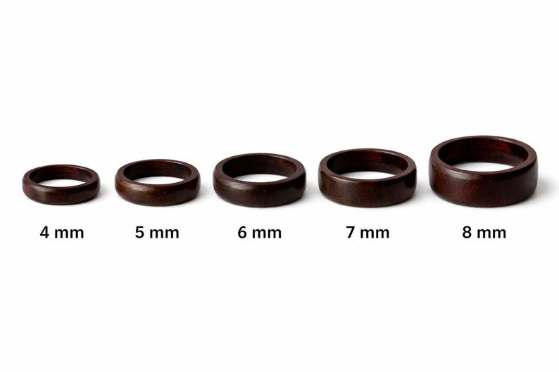 Ebony Rings set, Black His And Hers Rings, Engraved Wood Ring, Wood Wedding Ring Set, Simple Wedding Band Set, 5th Wedding Anniversary Gift image 11