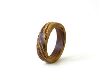 Acacia wood ring, Men's promise ring engraved, Simple wedding band for women, Initial ring, Personalized wood ring, 5th anniversary gift