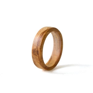 Wood wedding band, wood ring set, couple rings, Red sandalwood and olive wood ring set image 3