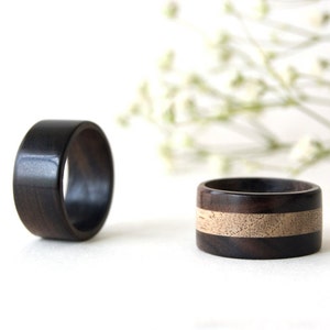 Eheringe für Paare, Hochzeitsringe aus Holz, Ebenholz Ring, Ehering