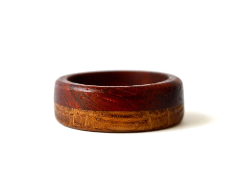 Whiskey barrel rings, Oak ring, Two tones ring, Whiskey barrel ring, Wood ring engraved, Oak engagement ring, 5 year anniversary gift image 1