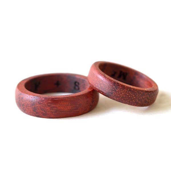 Red sandalwood ring set, Red wood ring, wood ring, Couple ring set, personalized ring, wood ring set