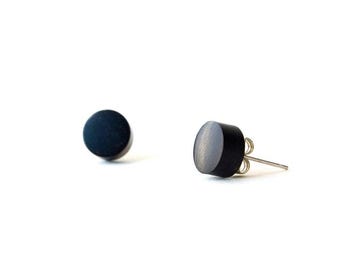 Ebony Wood Earrings, Black Wood Stud Earring, Tiny Initial Earring Stud, Men's Earrings Wood Stud, Wood Post Earrings, 5th Anniversary Gift