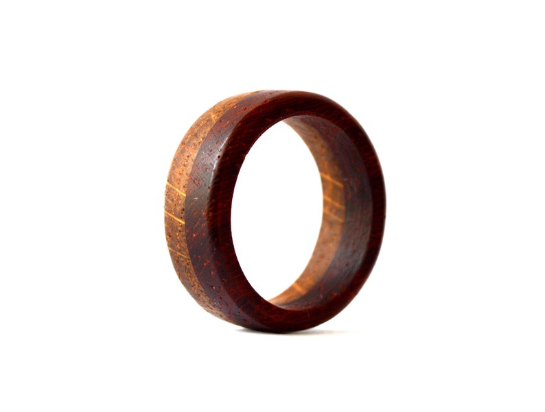 Whiskey barrel rings, Oak ring, Two tones ring, Whiskey barrel ring, Wood ring engraved, Oak engagement ring, 5 year anniversary gift image 2