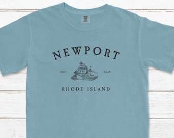 Comfort Colors Newport Rhode Island Rose Island lighthouse short sleeve t-shirt