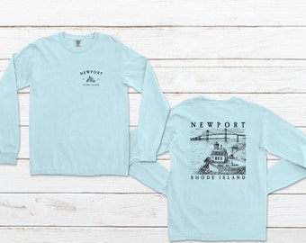 Comfort Colors Newport Rhode Island Lighthouse long sleeve t-shirt