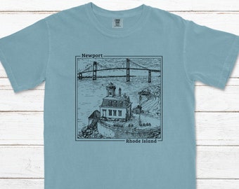 Comfort Colors Newport Rhode Island Rose Island lighthouse short sleeve t-shirt