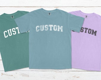 Custom Comfort Colors Block Letter personalized short sleeve t-shirt