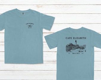 Comfort Colors Cape Elizabeth Maine Portland Head Lighthouse short sleeve t-shirt.