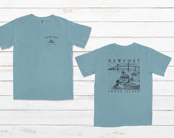 Comfort Colors Newport Rhode Island Lighthouse short sleeve t-shirt.