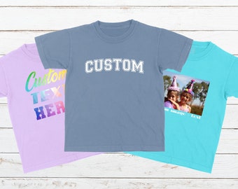 Youth Comfort Colors Custom Text or Image Personalized youth short sleeve t-shirt