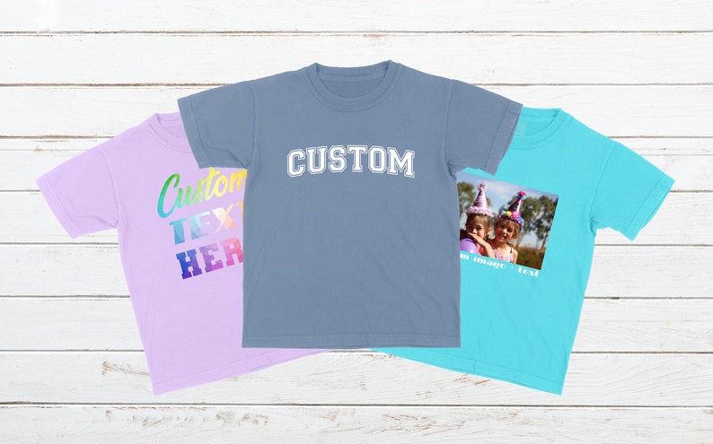 Youth Comfort Colors Custom Text or Image Personalized youth short sleeve t-shirt image 1