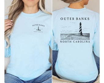 Comfort Colors Outer Banks North Carolina Cape Hatteras Lighthouse long sleeve t-shirt