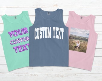 Comfort Colors Personalized Text or Custom Image tank top