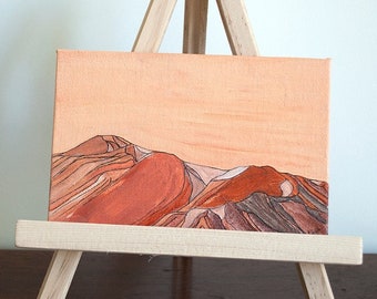 Landscape artwork. Original painting. OOAK miniature painting. Mountainous Desert. 15cm by 10cm