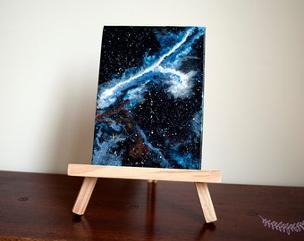 Space Art. Miniature painting. Original painting. Star Trails. 18cm by 13cm