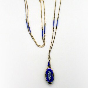 Cupid Pendant Watch Necklace Blue Enamel 935 Sterling Silver