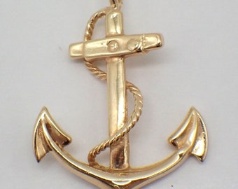 Fouled Anchor Pendant 14K Gold