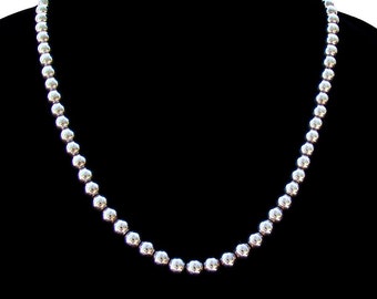 Collier de perles rondes en argent sterling