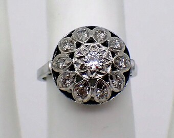 Domed Diamond Ring 14K White Gold
