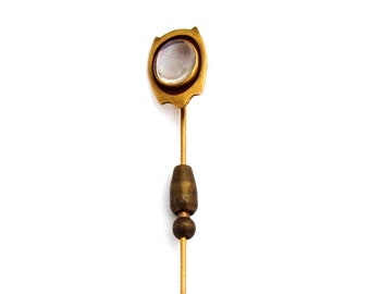 Kalo Moonstone Stick Pin 14 K Yellow Gold 1920