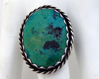 Navajo Oval Turquoise Statement Ring Sterling Silver