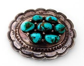 Navajo Oval Belt Buckle Turquoise Sterling Silver