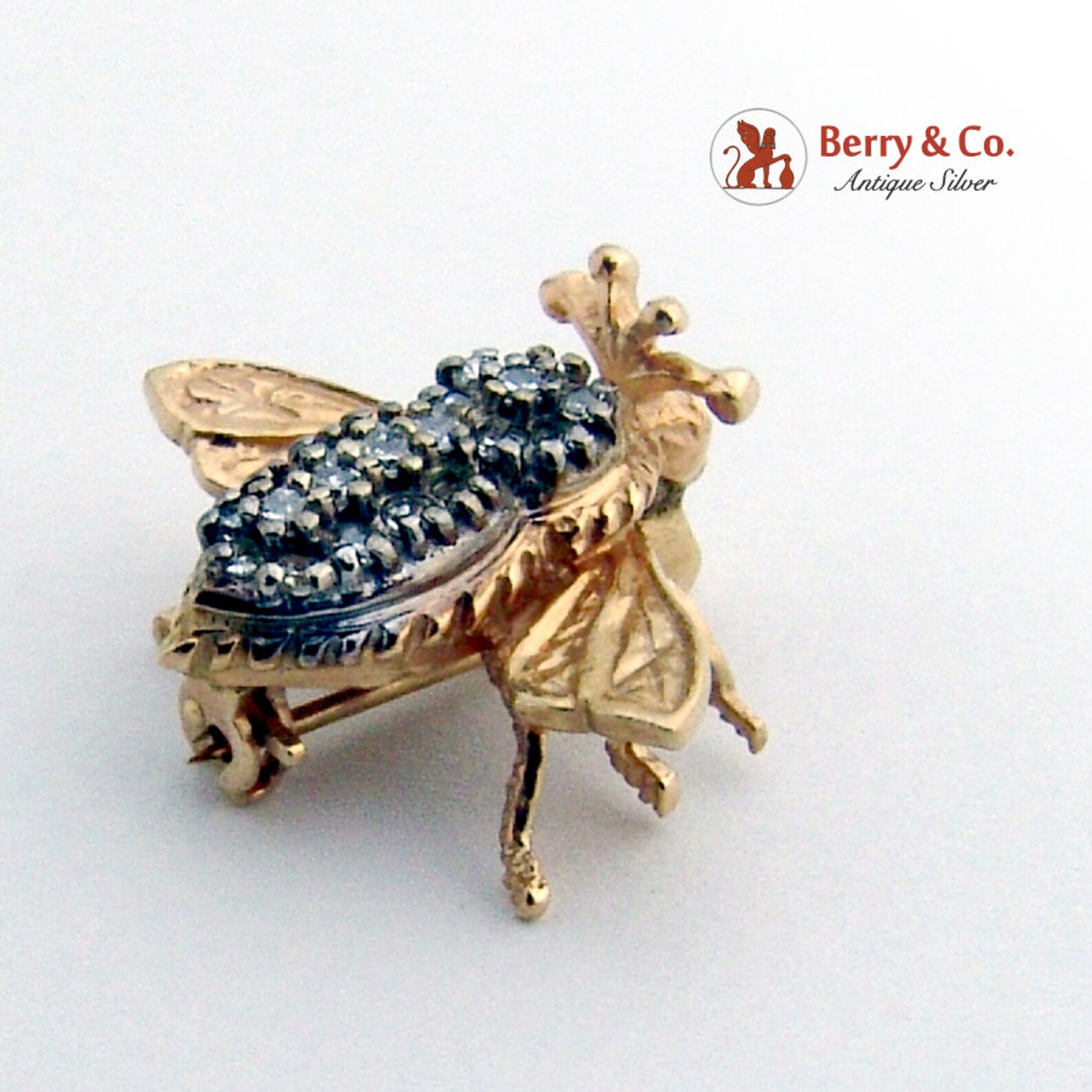 Figural Bug Insect Pin Single Cut Diamonds 14K Yellow Gold - Etsy