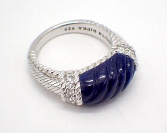 Judith Ripka Lapis Lazuli Ring Sterling Silver CZ