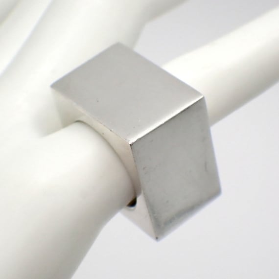 Square sterling silver ring - Gem