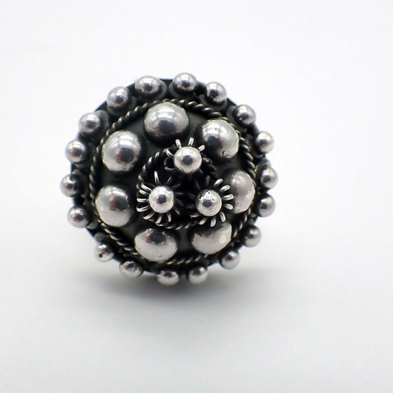 Bead Design Statement Ring Sterling Silver Mexico… - image 1