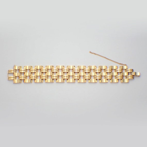 Wide Track Link Bracelet 14K Yellow Gold - Etsy Wide Track Link Bracelet 14K Yellow Gold - Etsy