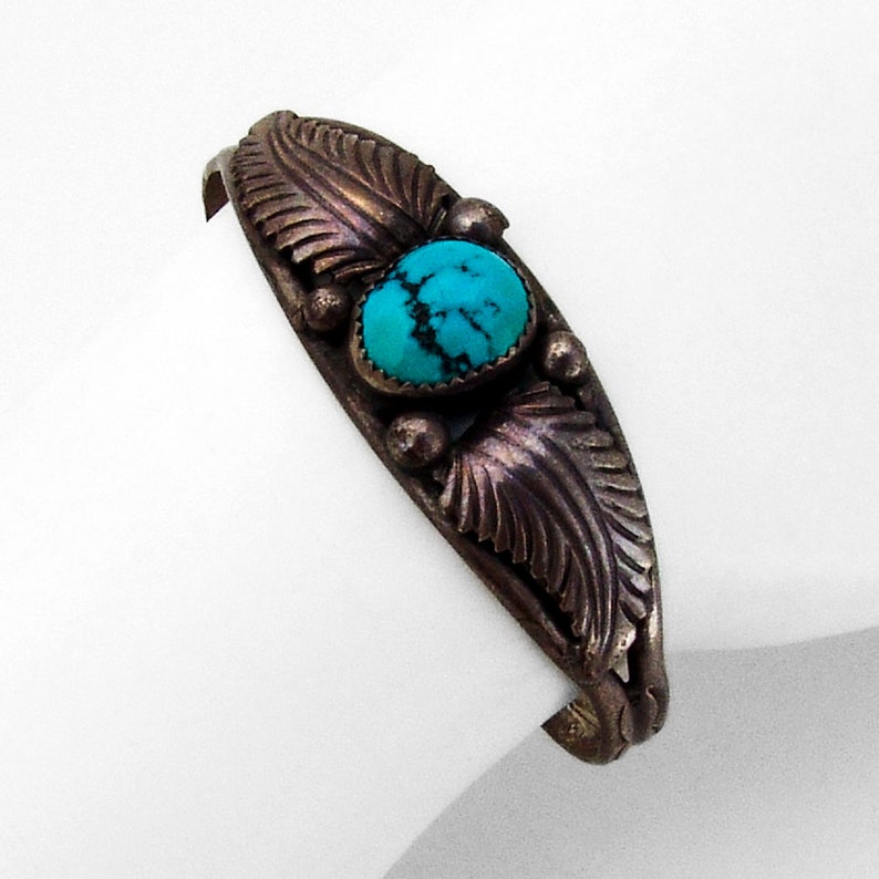 Navajo Cuff Bracelet Turquoise Sterling Silver 1970