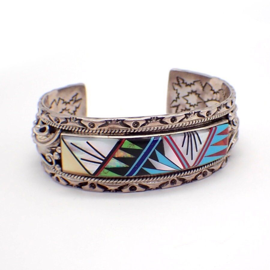 Zuni Multi Stone Mosaic Cuff Bracelet Sterling Silver - Etsy