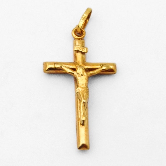 Crucifix Cross Pendant 14K Yellow Gold 