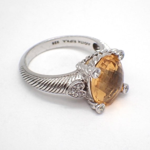 Judith Ripka Citrine CZ Ring Sterling Silver - image 1