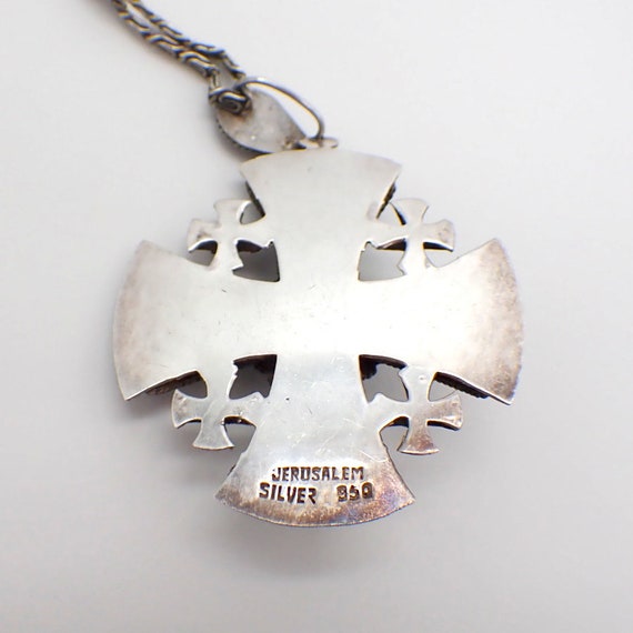 Jerusalem Cross Pendant Chain Necklace Sterling S… - image 3