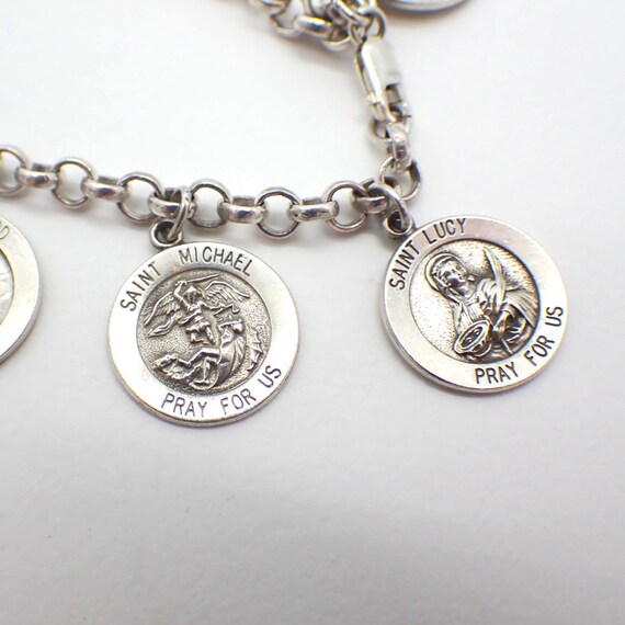 Religious 12 Saints Medallion Charm Bracelet Ster… - image 3