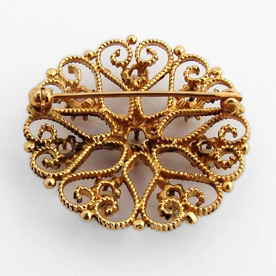 Openwork Brooch Water Opal 14K Yellow Gold - image 3