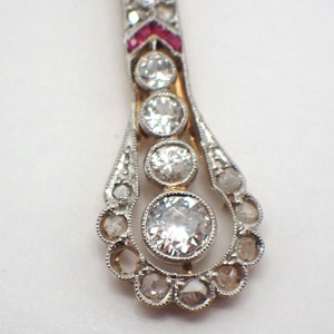Antique Diamond Cross Pendant Necklace Platinum Topped Gold image 5