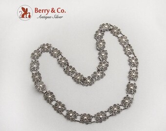 SaLe! sALe! Vintage Filigree Rosette Necklace Sterling Silver