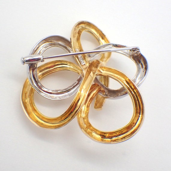 Loop Brooch Two Tone 18K Gold Italy - image 2